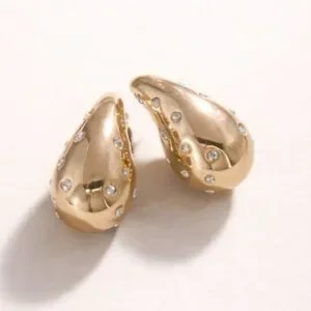 Shiny Gold Shimmer Water Drop Earrings (1114)
